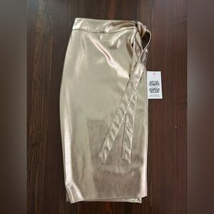 never fully dressed - Gold Vegan Leather Jaspre Skirt